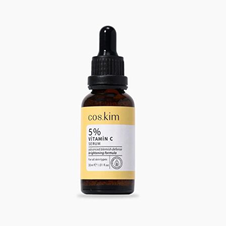 5% C Vitamini Leke Giderici Ve Aydınlatıcı, Antioksidan Cilt Bakım Serumu 5% Vitamin C Serum 30ml