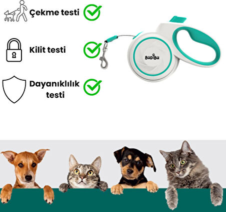 Makaralı Otomatik 5 Metre Geri Çekilebilen Kedi Köpek Gezdirme Tasması XS / S / M