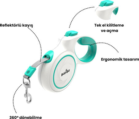 Makaralı Otomatik 5 Metre Geri Çekilebilen Kedi Köpek Gezdirme Tasması XS / S / M