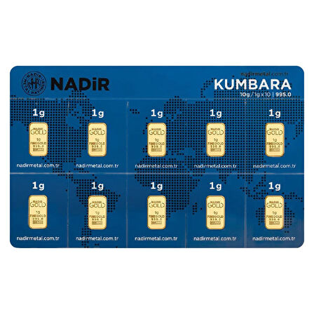 AgaKulche Nadir Kumbara 10 x 1 Gram (995) 24 Ayar Külçe Altın