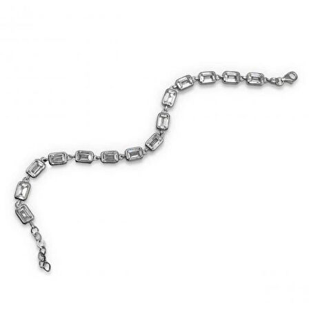 AgaKulche Gümüş Zirkon Taşlı Zümrüt Kesim  Bileklik 