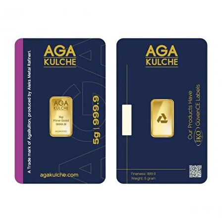 AgaKulche 5 gr 24 Ayar 999.9  Külçe Altın 