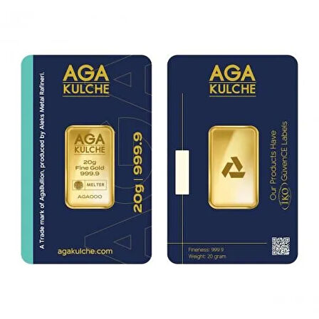 AgaKulche 20 gr 24 Ayar 999.9 Külçe Altın 
