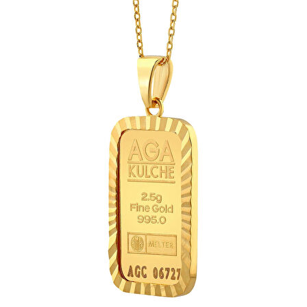 AgaKulche 2.5 gr Kalemli Altın Külçe Kolye