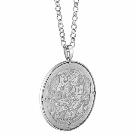 AgaKulche 1 Ons Silver 14 Ayar Kalemli Altın Çerçeve Kolye