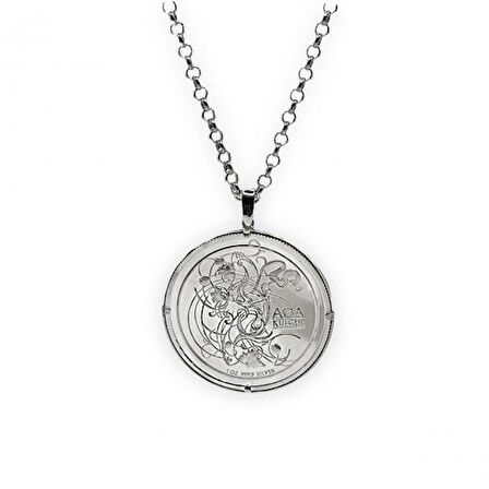 AgaKulche 1 Ons Silver 14 Ayar Altın Çerçeve Kolye