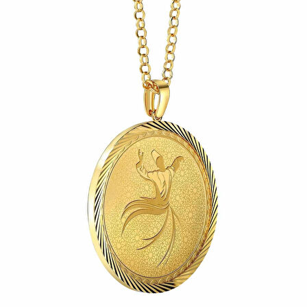 AgaKulche Mevlana 1 Ons Altın Çerçeve Kolye