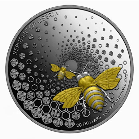 AgaKulche The Bee Dark 2023 Altın Kaplama Gümüş Sikke Coin