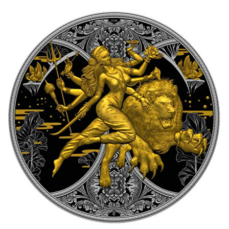 AgaKulche Durga Rutenyum 2024 Altın Kaplama Gümüş Sikke Coin