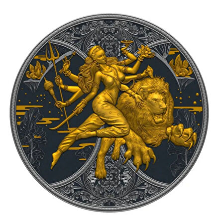 AgaKulche Durga Rutenyum 2024 Altın Kaplama Gümüş Sikke Coin