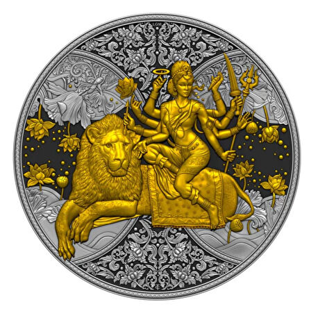 AgaKulche Durga Rutenyum 2023 Altın Kaplama Gümüş Sikke Coin