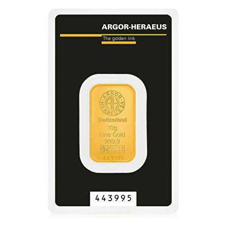 AgaKulche Argor Heraeus 10 gr Kinebar 24 Ayar 999.9 Külçe Altın