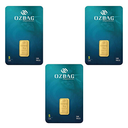 AgaKulche 24 Ayar 3 Adet 5 gr 995 Özbağ Külçe Altın