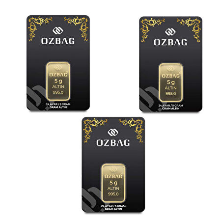 AgaKulche Özbağ 5 gr 995 24 Ayar Külçe Altın 3 Adet
