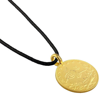 AgaKulche 22 Ayar Reşat Altın Siyah İpli Kolye