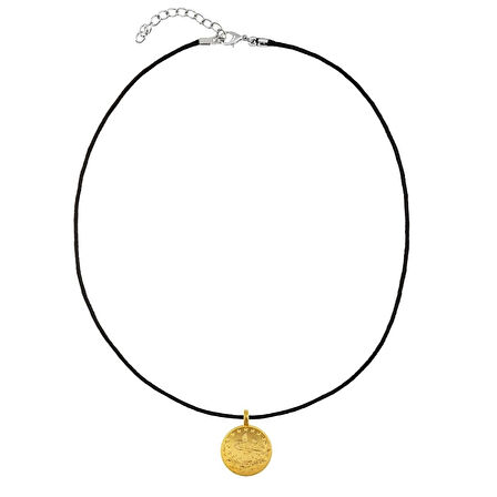 AgaKulche 22 Ayar Reşat Altın Siyah İpli Kolye