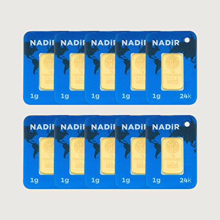 AgaKulche 24 Ayar 10 Adet 1 gr 995 Nadir Külçe Altın