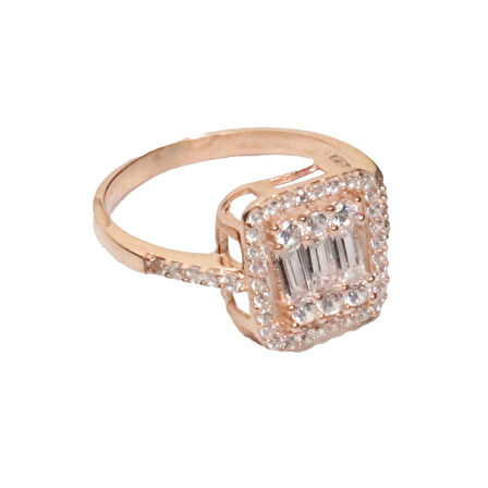 AgaKulche Baget Taşlı Gümüş Takı Seti Rose S30-RB (925)