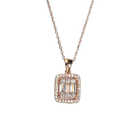 AgaKulche Baget Taşlı Gümüş Takı Seti Rose S30-RB (925)