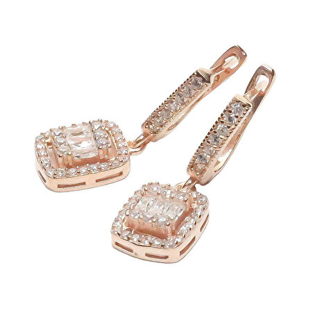 AgaKulche Baget Taşlı Gümüş Takı Seti Rose S32-RB (925)