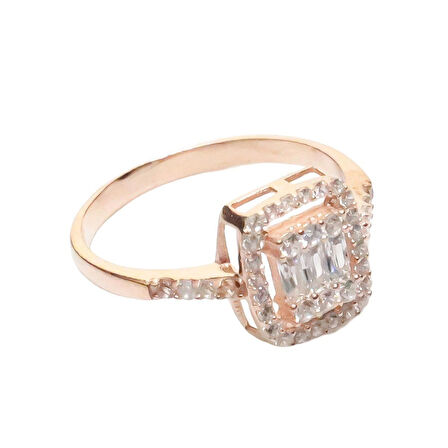 AgaKulche Baget Taşlı Gümüş Takı Seti Rose S32-RB (925)