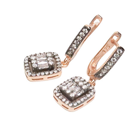 AgaKulche Baget Taşlı Gümüş Takı Seti Elmaz Montür S32-EB (925)