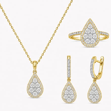 AgaKulche Damla Baget Kadın Gümüş Set Gold S52-GB (925)