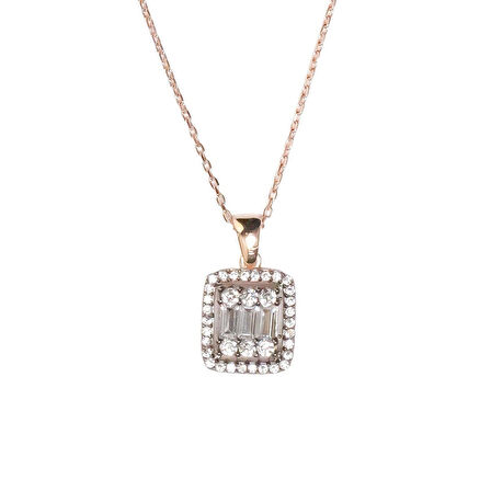 AgaKulche Baget Taşlı Gümüş Takı Seti Elmas Montür S30-EB (925)