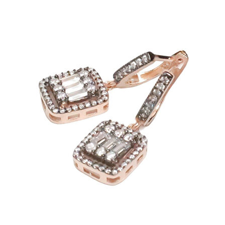 AgaKulche Baget Taşlı Gümüş Takı Seti Elmas Montür S30-EB (925)