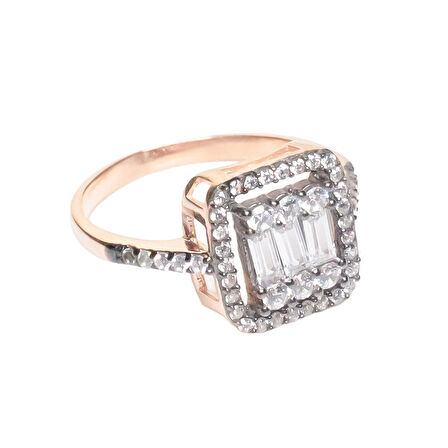 AgaKulche Baget Taşlı Gümüş Takı Seti Elmas Montür S30-EB (925)