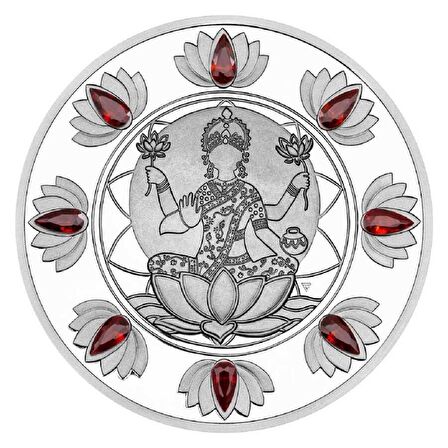 Happy Diwali Proof Kristal Taşlı 1 Ons Gümüş Sikke Coin (999.0)