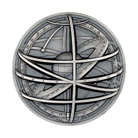  Armillary Sphere Historic Instruments 2024 2 Ons 62.20 Gram Gümüş Sikke Coin (999.9)
