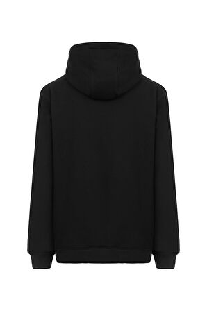 MY SPORT  5017  Erkek Yumuşacık Kapüşonlu Organik Pamuk Kanguru Cepli Regular Siyah Sweatshirt