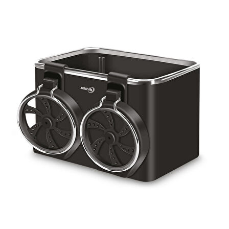 Polosmart SP109 Araç İçi Düzenleyici 2’li Bardaklık ve Telefon Tutucu Organizer Siyah