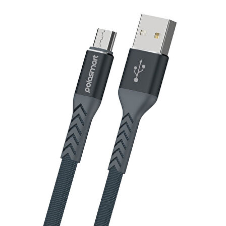 Polosmart PBS407 Micro USB Şarj ve Data Kablosu 2.4 Amper  1.2 Metre Gri