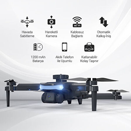 Corby Drones CX030 Skywalk Kablosuz Katlanabilir Hareketli Kamera 720p Smart Drone Siyah