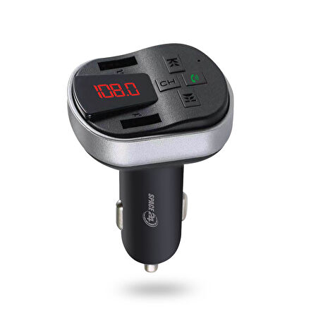 Space24 SP121 Bluetooth Dahili Mikrofon USB AUX TF Kart Çakmaklık Girişli FM Transmitter Siyah