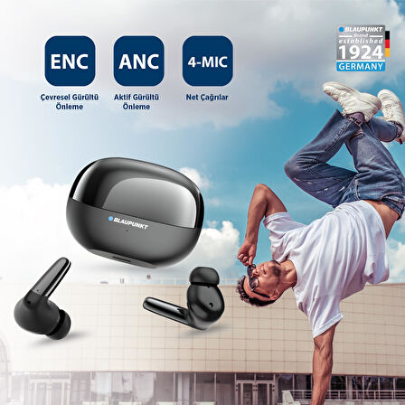 Blaupunkt B320 Kablosuz Bluetooth ENC Android IOS Uyumlu TWS Kulaklık Siyah 