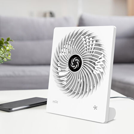 House Pratik HP63 Yüksek Performanslı Taşınabilir Şarj Edilebilir 3 Kademeli Masaüstü Fan Beyaz