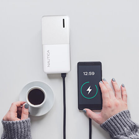 Nautica P240 20W PD 18W QC Hızlı Taşınabilir Şarj Cihazı Powerbank 20.000 Mah Beyaz