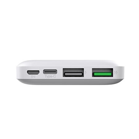 Polosmart PBS123 10.000 mAh 1 Type-C 2 USB Çıkışlı Taşınabilir Şarj Cihazı Powerbank Beyaz