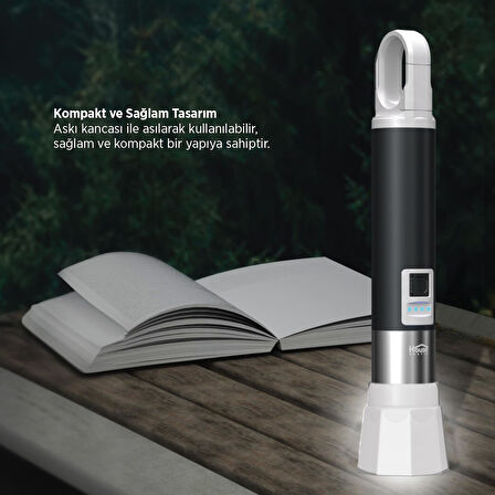 House Pratik HP75 Güçlü El Feneri 380 Lümen 200m Aydınlatma Type-C Şarjlı 4 Modlu Siyah