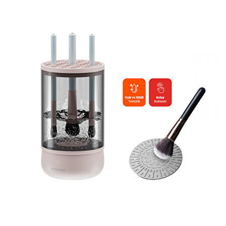 Polosmart PBS703 Kablolu Makyaj Fırçası Temizleme Cihazı 200ml Pembe