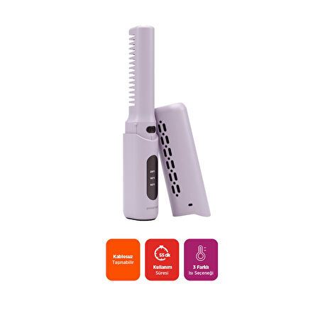 Polosmart PBS708 Şarjlı Mini Düzleştirici Tarak 2000mAh Lila 