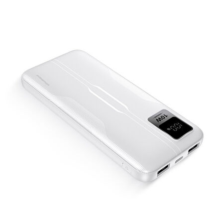 Polosmart PSM130 Taşınabilir 20W PD Çıkışı Dijital Göstergeli Şarj Cihazı Powerbank 10.000 mAh Beyaz
