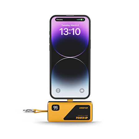 Polosmart PSM132 Taşınabilir Dijital Göstergeli 20W PD Çıkışlı Şarj Cihazı Powerbank 5.000 mAh Sarı