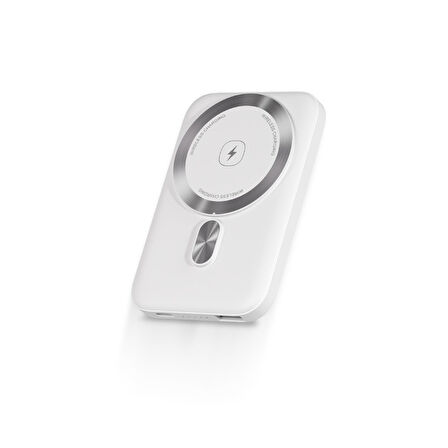 Polosmart PBS133 Magsafe Kablosuz Hızlı Taşınabilir Şarj Cihazı Powerbank 5000 mAh Beyaz