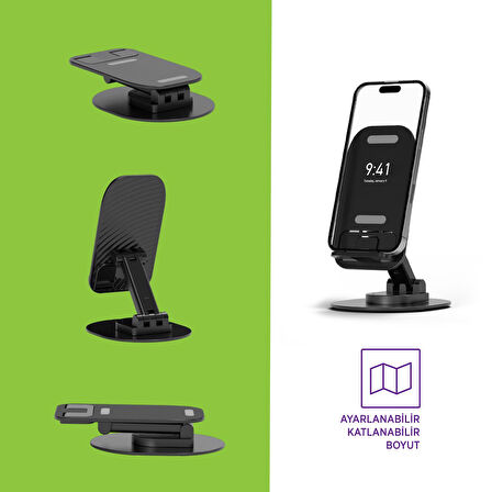 Polosmart PBS140 Telefon Tablet Standı 60° Ayarlanabilir 1000g Taşıma Kapasiteli Siyah