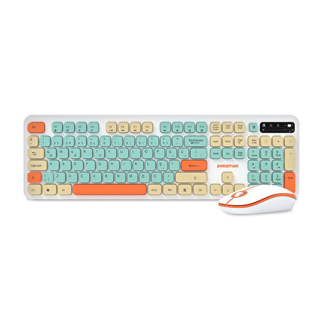 Polosmart PSK12 Kablosuz 2.4 Ghz Pilli Klavye & Mouse Set Beyaz