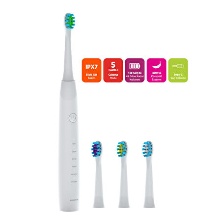 Polosmart PSC75 Elektrikli Diş Fırçası - 5 Modlu ,Hassas Diş Eti Bakımı ve Etkili Plak Temizliği